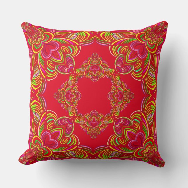 Red ornament chinese new year tradition holiday  cushion (Front)