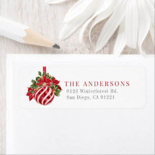 Red Ornament Christmas Holiday Return Address Return Address Label