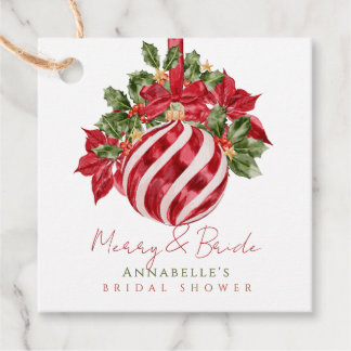 Red Ornament Christmas Merry & Bride Bridal Shower Favour Tags