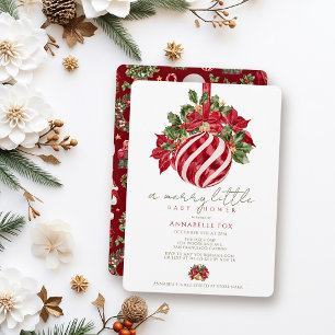 Red Ornament Christmas Merry Little Baby Shower Invitation