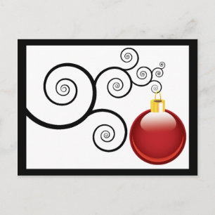 Red Ornament Christmas Postcard Greetings