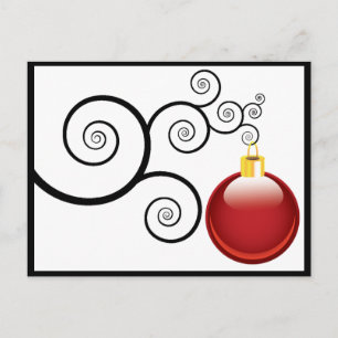 Red Ornament Christmas Xmas Holiday Postcard