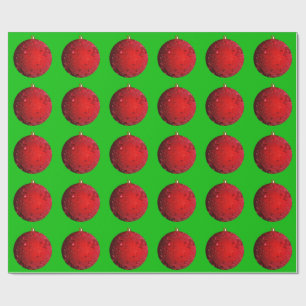 Red Ornament Green Wrapping Paper
