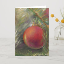 Red Ornament in Tree - Christmas Card
