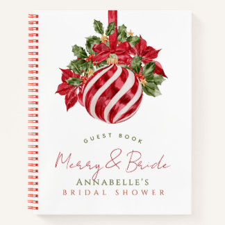 Red Ornament Merry & Bride Bridal Guest Book