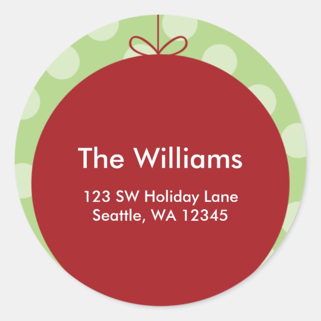 Red Ornament Polka Dots Christmas Address Label (Front)