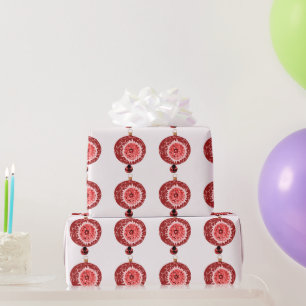Red Ornament White Wrapping Paper
