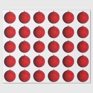 Red Ornament White Wrapping Paper