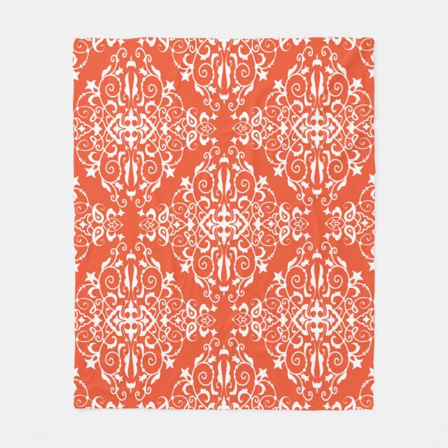 Red ornamental pattern seamless pattern fleece blanket (Front)