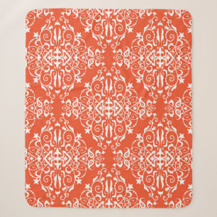 Red ornamental pattern seamless pattern sherpa blanket