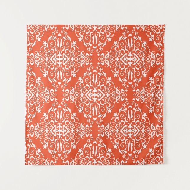Red ornamental pattern seamless pattern tapestry (Front)