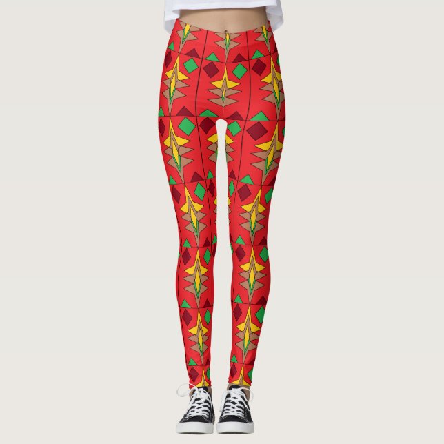 Red Ornamentation Leggings (Front)