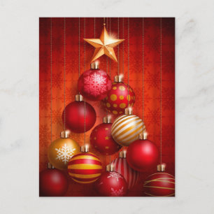 Red Ornaments Business Holiday Postcard