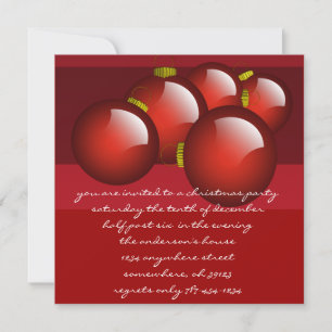 Red Ornaments Christmas DInner Party Invitations