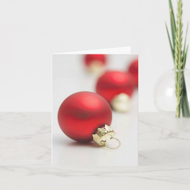 Red Ornaments Holiday Card (Front)