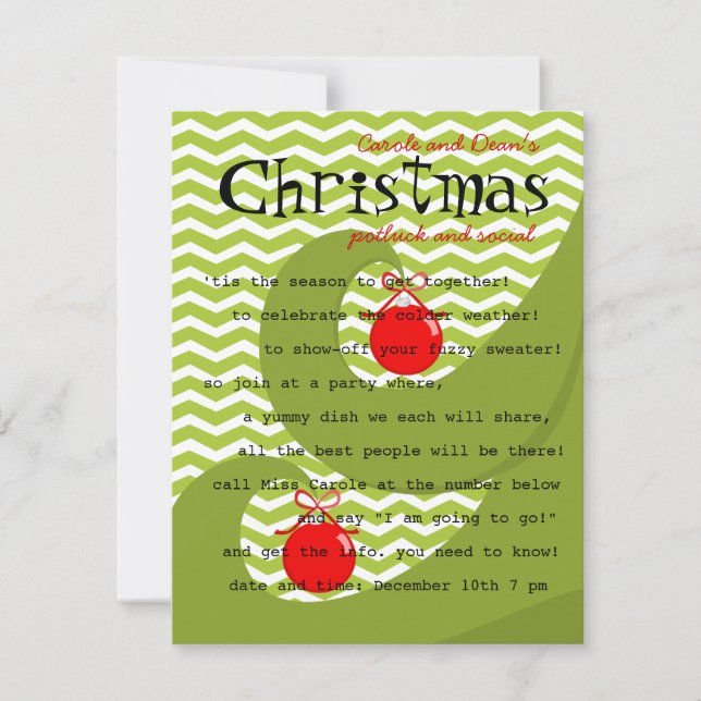 Red Ornaments Invitation (Front)
