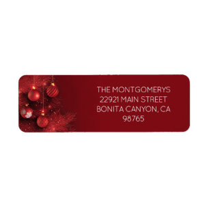 Red Ornaments Return Address Label