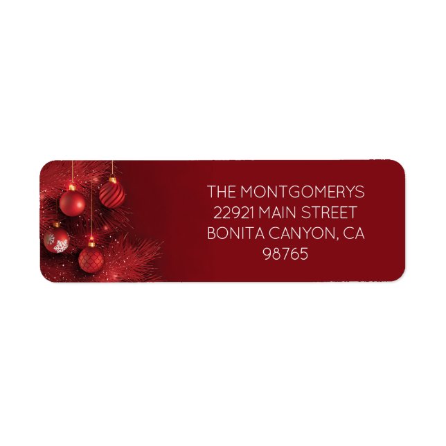 Red Ornaments Return Address Label (Front)