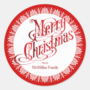 Red Ornate Christmas Label