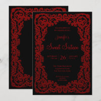 Red Ornate Lace Frame Sweet 16