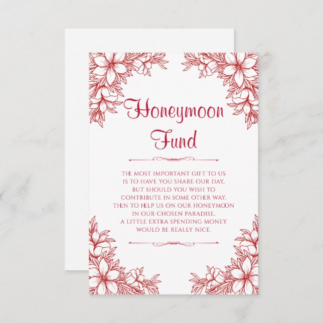 Red Ornate Wedding Honeymoon Fund Enclosure Card (Front/Back)