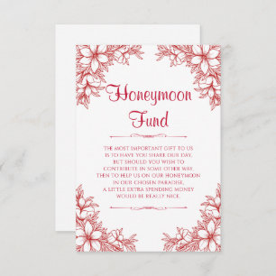 Red Ornate Wedding Honeymoon Fund Enclosure Card