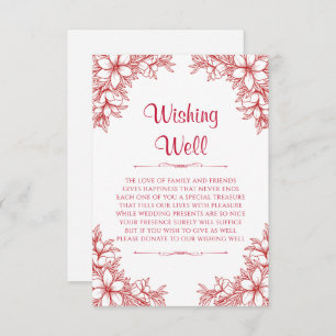 Red Ornate Wedding Wishing Well Enclosure Card