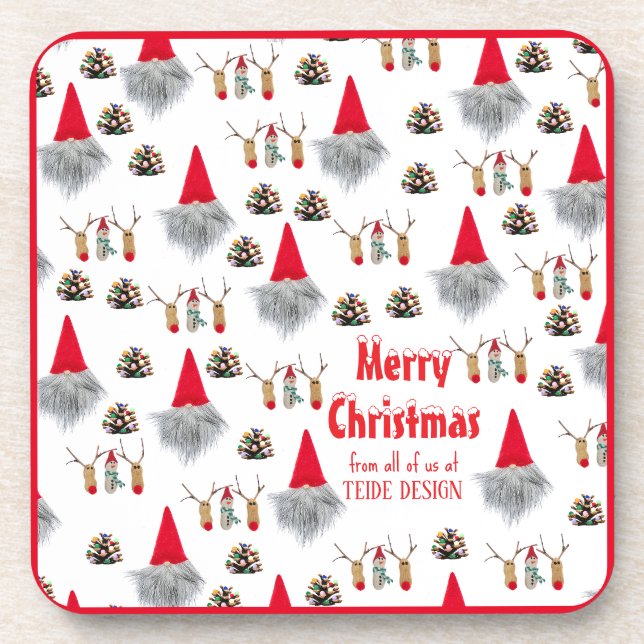 Red orporate Christmas gift for customers coasters (Front)