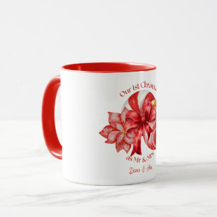 Red Our 1st Christmas Peppermint Poinsettia Mug