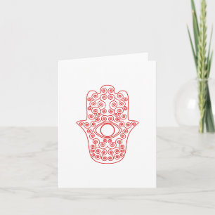 Red Outline Hamsa-Hand of Miriam-Hand of Fatima.pn Card