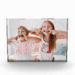 Red Outlined Joyful Photo Block<br><div class="desc">A unique way to display your favourite photo keepsakes!  Personalise with your photo,  names and date.</div>