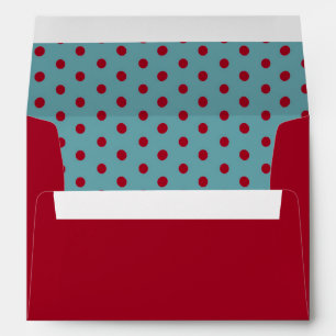 Red Outside Blue and Red Polka Dot Inside Envelope