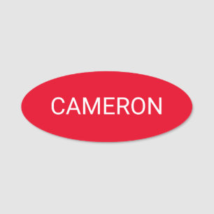 Red Oval Name Tag Badge Pin or Magnetic 3 inch