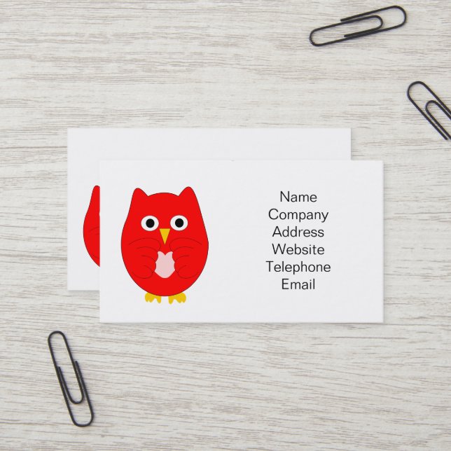 Red Owl Design Business Card (Front/Back In Situ)