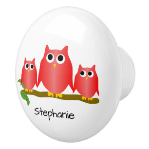 Red Owl Design Personalised Ceramic Knob