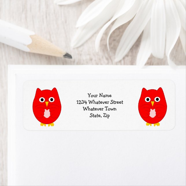 Red Owl Design Return Address Label (Insitu)