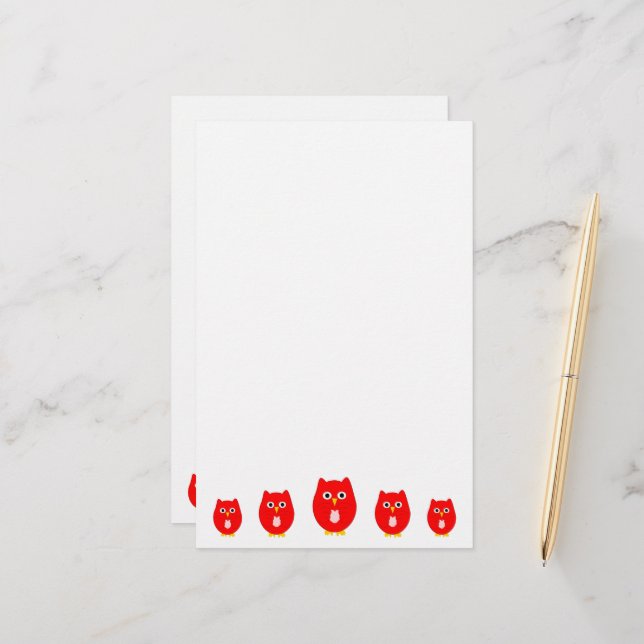 Red Owl Design Stationery (Front/Back In Situ)