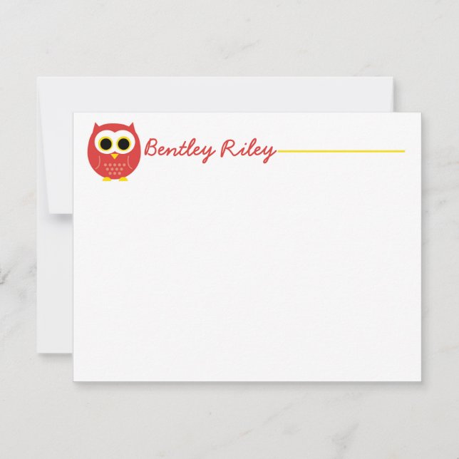Red Owl Flat Notecard (Front)