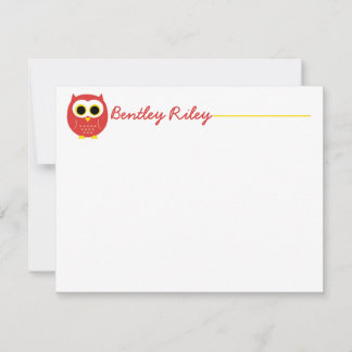 Red Owl Flat Notecard