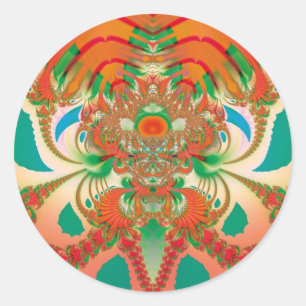 Red Owl Fractal Abstract Art Classic Round Sticker