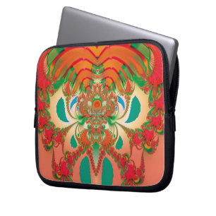 Red Owl Fractal Abstract Art Laptop Sleeve