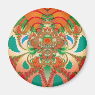 Red Owl Fractal Abstract Art Magnet