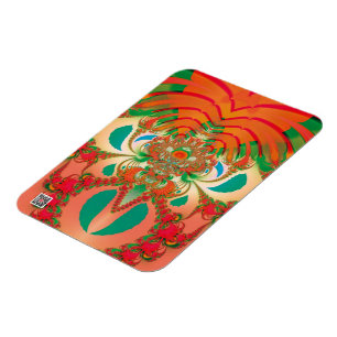 Red Owl Fractal Abstract Art Magnet
