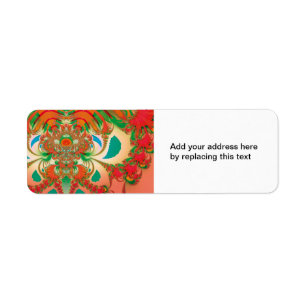 Red Owl Fractal Abstract Art Return Address Label