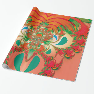 Red Owl Fractal Abstract Art Wrapping Paper