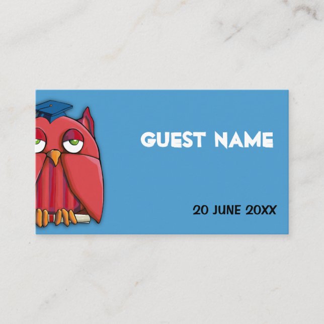 Red Owl Grad aqua Place Card (Front)
