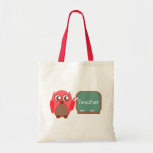 Red Owl Teacher At Chalkboard Tote Bag