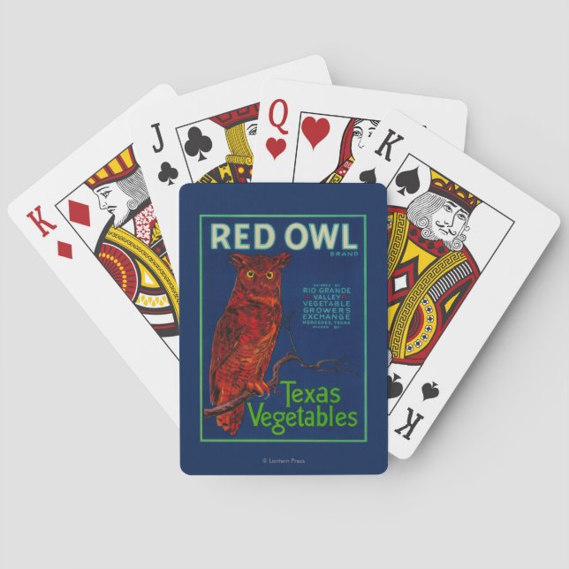 Red Owl Vegetable Label Playing Cards (Back)