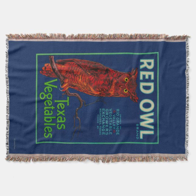 Red Owl Vegetable Label Throw Blanket (Front)