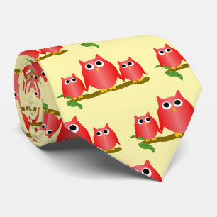 Red Owls Design Any Colour Background Tie